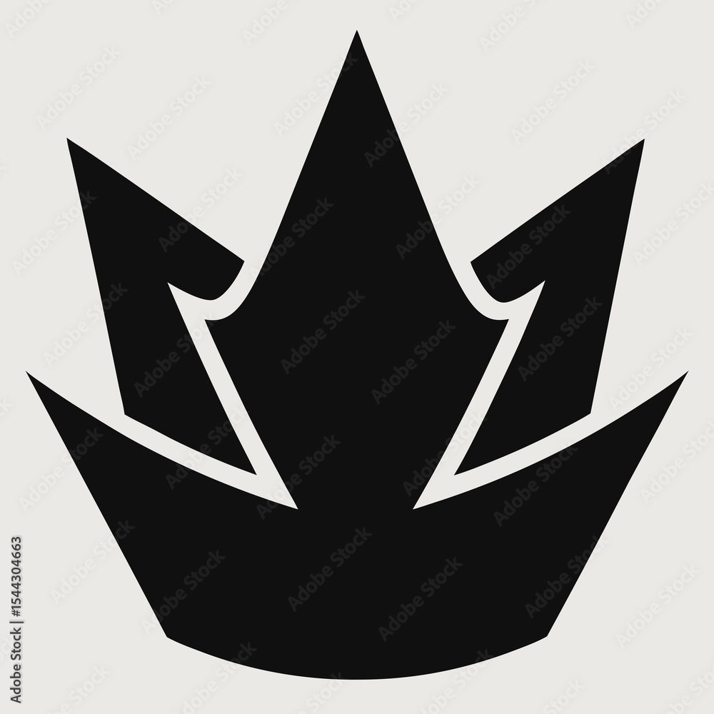 Poster abstract black crown silhouette with sharp points on a light background minimalist design for logos 