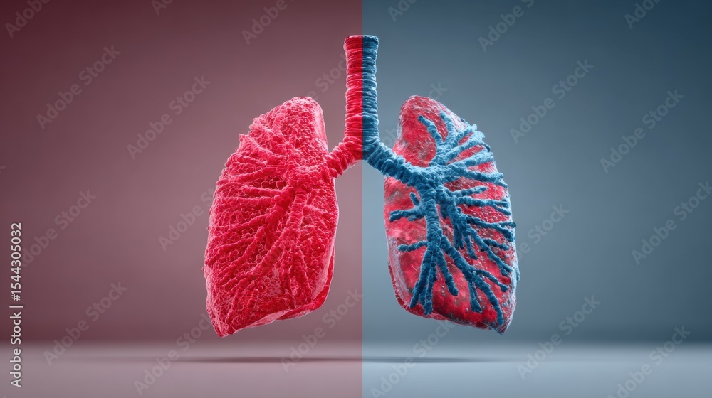 Poster Comparison of Lung Cancer and Asthma Symptoms Illustrating Differences in Lung Structure and Function