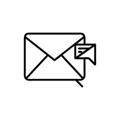 Outline of an envelope with a speech bubble attached to the corner
