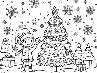 premium quality image of festive fun a christmas tree coloring adventure for kids