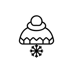 Illustration of a winter hat with a pompom and a snowflake underneath it