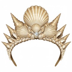 Obraz premium Seashell Crown Headband: Beige and Gold Coastal Headwear