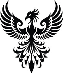 Obraz premium Phoenix Bird – Tribal Style Black and White vector illustration eps