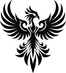 Fototapeta premium Phoenix Bird – Tribal Style Black and White vector