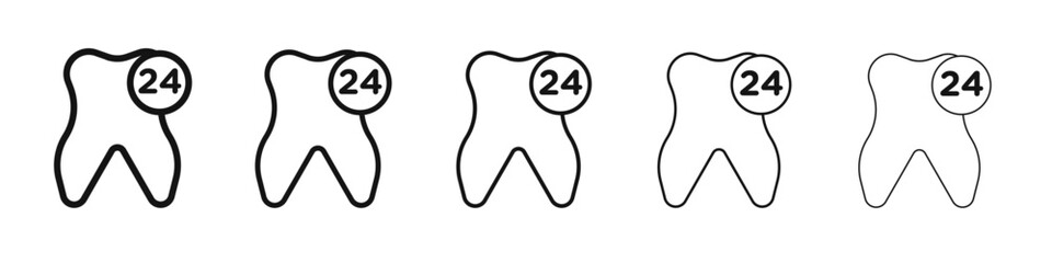 Dental Protection for 24 Hours icon black and white vector sign