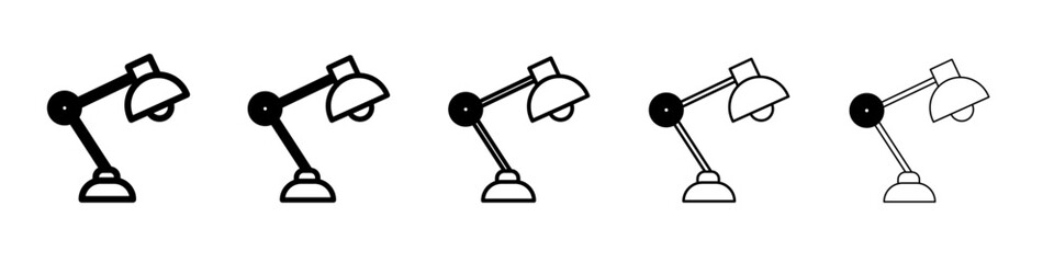 Desk lamp icon black and white vector sign