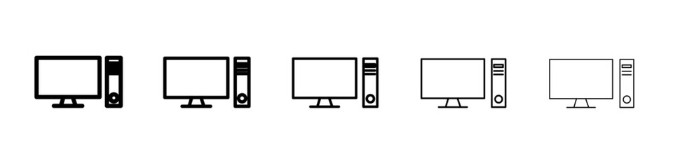 Desktop computer icon black and white vector sign