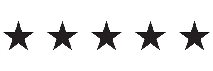 Obraz premium Five black stars icon. star icon and favorite icon set. Vector illustration isolated on white background.