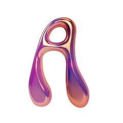 Letter a png holographic fluid chrome font transparent background