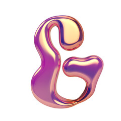 Letter g png holographic fluid chrome font transparent background