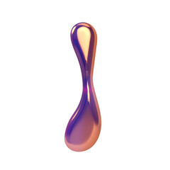Letter i png holographic fluid chrome font transparent background