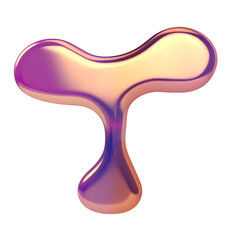 Letter t png holographic fluid chrome font transparent background