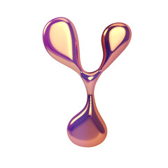 Letter y png holographic fluid chrome font transparent background
