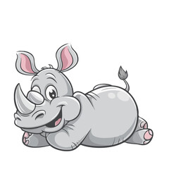 Fototapeta premium Hand-drawn cartoon rhinos vector illustration