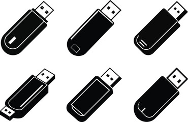 Set of Usb silhouette vector illustration Design