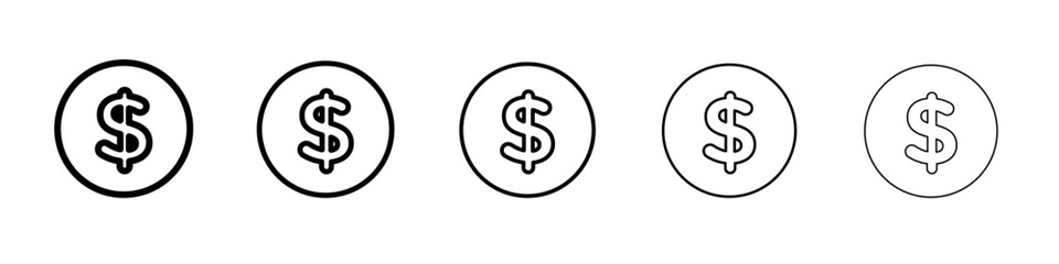 Dollar icon black and white vector sign