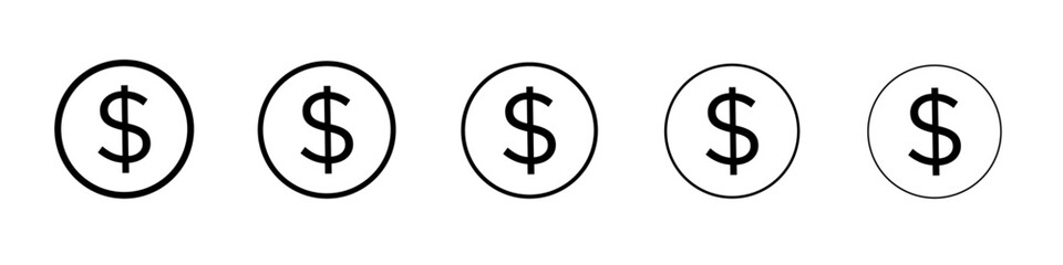 Dollar icon black and white vector sign