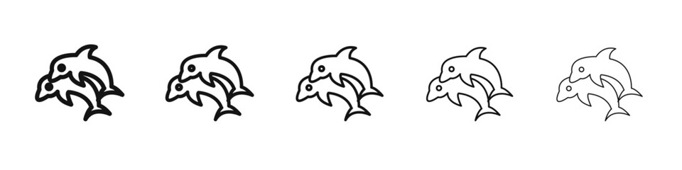 Dolphin icon black and white vector sign