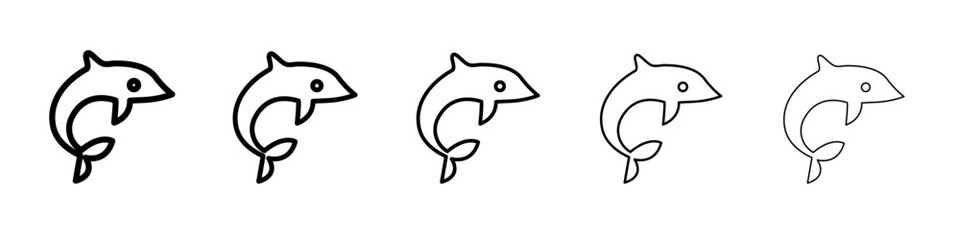 Dolphin icon black and white vector sign