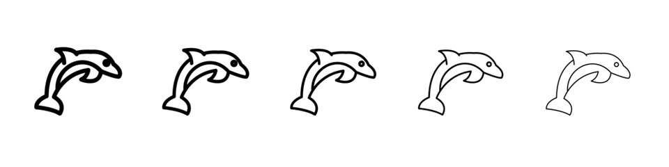 Dolphin icon black and white vector sign
