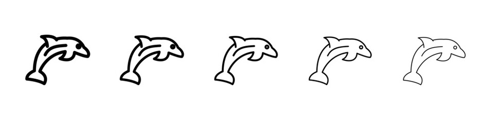 Dolphin icon black and white vector sign