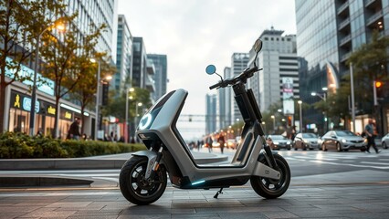 Futuristic urban mobility with electric scooters
