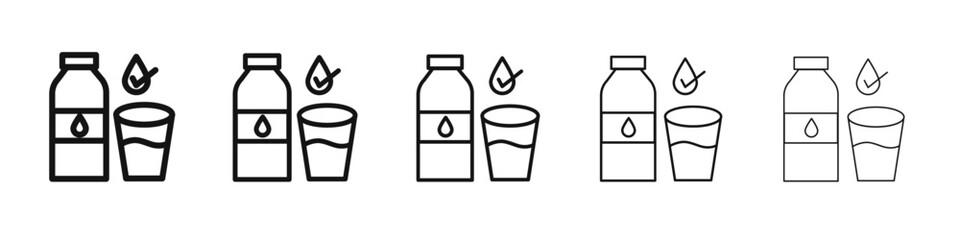 Drinking enough water icon black and white vector sign