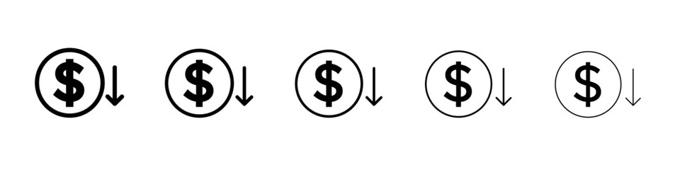 Economic Loss icon black and white vector sign