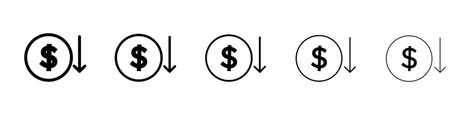 Fototapeta premium Economic Loss icon black and white vector sign