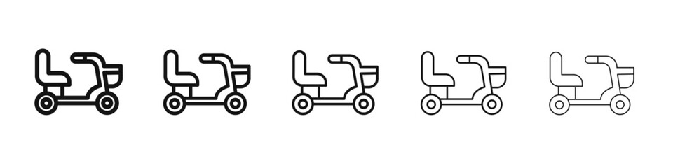 Electric wheelchair scooter icon black and white vector sign