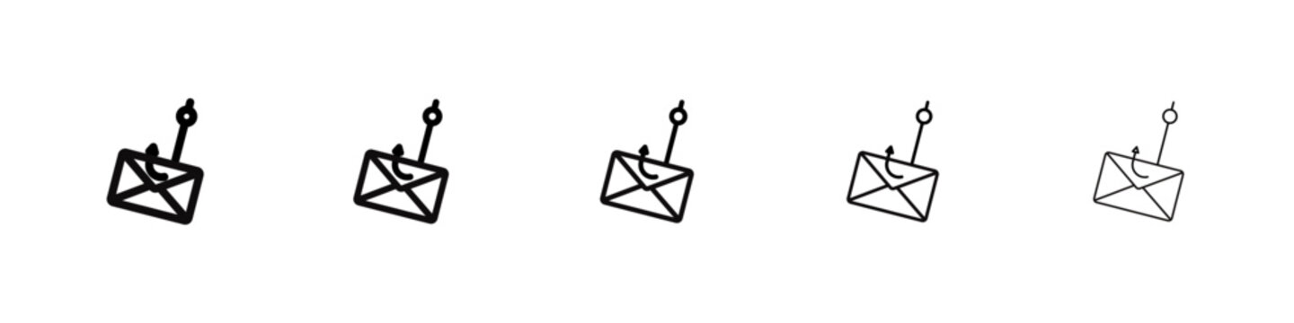 Email phishing icon black and white vector sign