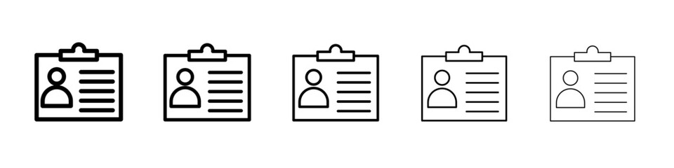 Employee id card icon black and white vector sign