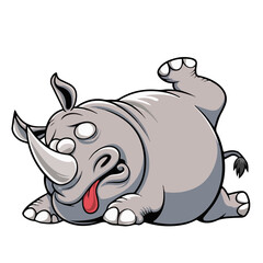 Fototapeta premium Hand drawn cartoon rhinos vector illustration