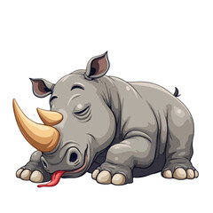 Fototapeta premium Hand drawn cartoon rhinos vector illustration