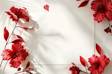 Detailed Picture of Wedding Invitation Template with Red Flower