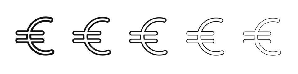 Euro icon black and white vector sign