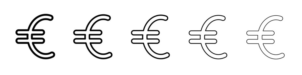 euro icon black and white vector sign