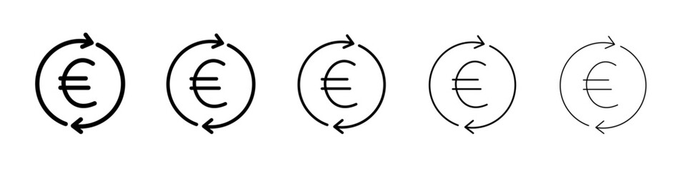 EURO icon black and white vector sign