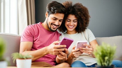 Young Couple Managing Finances with Digital App