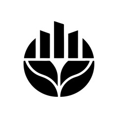 Vector design illustrating bar chart growth and business performance in black