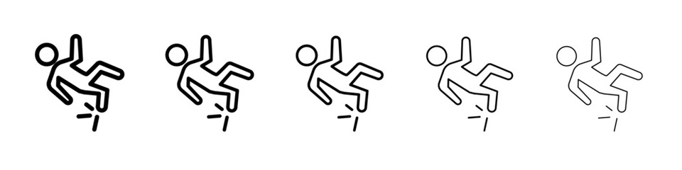 fall accident icon black and white vector sign