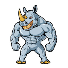 Fototapeta premium Hand drawn cartoon rhinos vector illustration