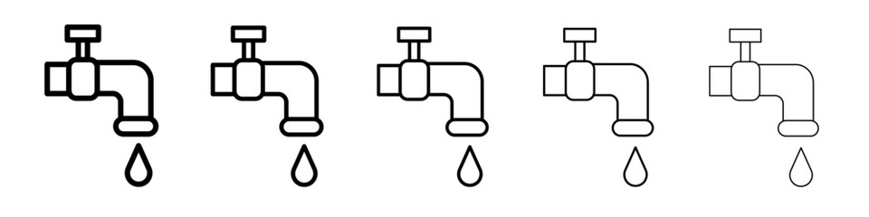 Faucet tap water icon black and white vector sign