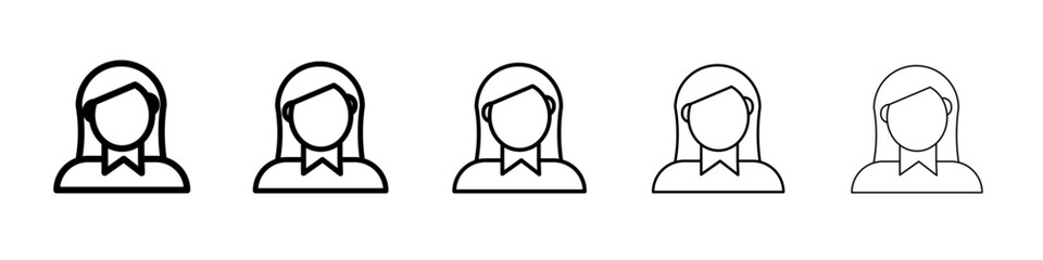 Female Avatar icon black and white vector sign