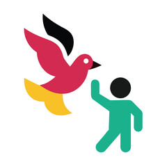 Abstract Stylized Bird Germany Flag Colors Teal Person Greeting Friendship illustration