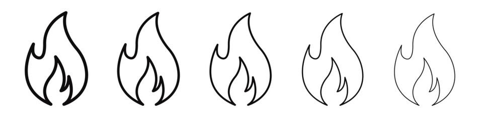 Fire icon black and white vector sign