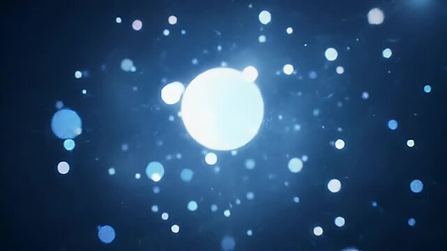 Abstract dark blue background with light bokeh circles dynamic and elegant style