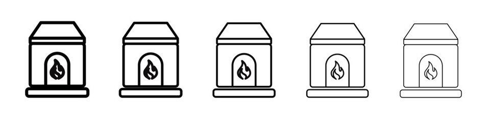 Fireplace icon black and white vector sign