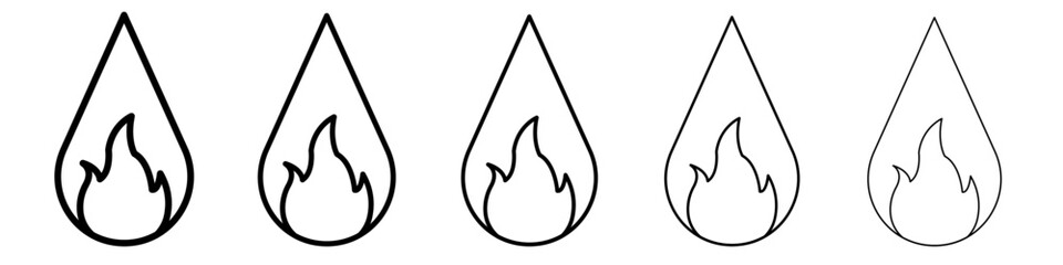 Flame fire icon black and white vector sign