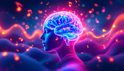 Fototapeta premium Futuristic Neon Tech and Sci-Fi Visual Backgrounds Featuring AI, Brain Networks, and Synthwave Energy